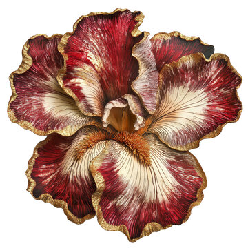 Vibrant red and white flower botanical garden digital art close-up nature beauty