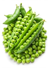 green peas isolated on white background