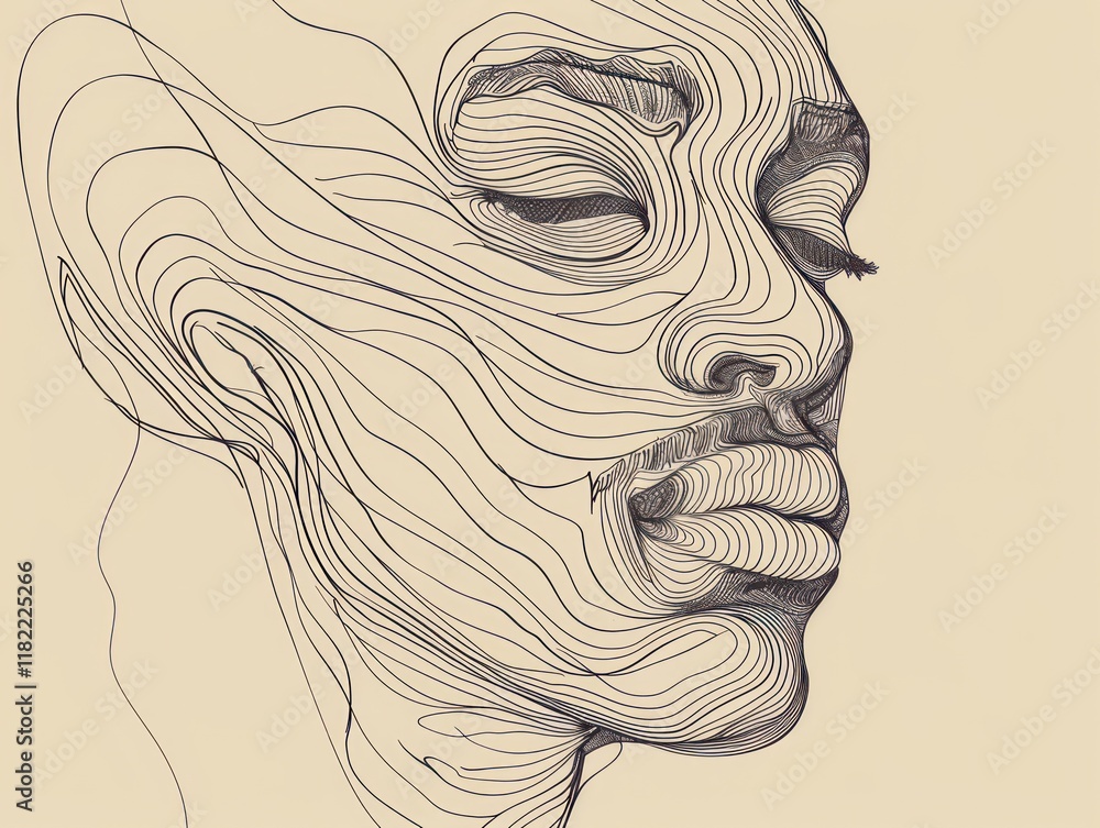 Poster a minimalist portrait uses a single line to elegantly capture the essence of the subject