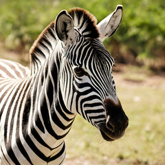 Naklejka premium Closeup shot of Zebra in a reserve