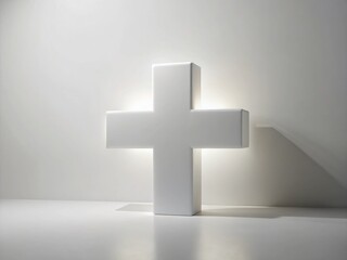 Obraz premium Surreal White Plus Sign: Abstract Minimalist Background Image