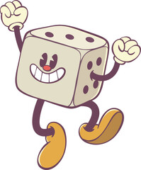 Retro groovy dice cartoon character