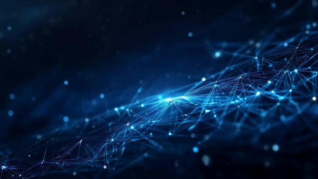 Abstract AI Wavy digital technology lines with bright lights and dark void background landscape - Powered by Adobe