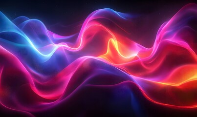 Fototapeta premium flowing shapes in holographic neon colors, illustrating the contemporary