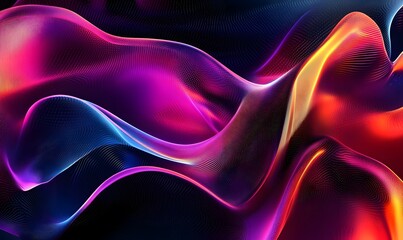 Obraz premium flowing shapes in holographic neon colors, illustrating the contemporary