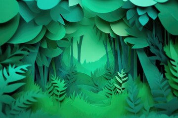 Minimalist Green Paper Forest Design Art
