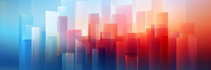 Cityscape in Hues of Red and Blue 