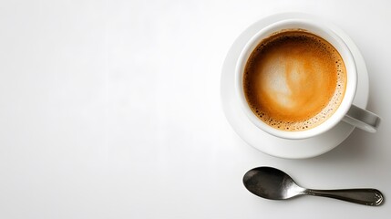 Savoring coffee ritual minimalist kitchen beverage photography clean space top-down view daily enjoyment of simple pleasures