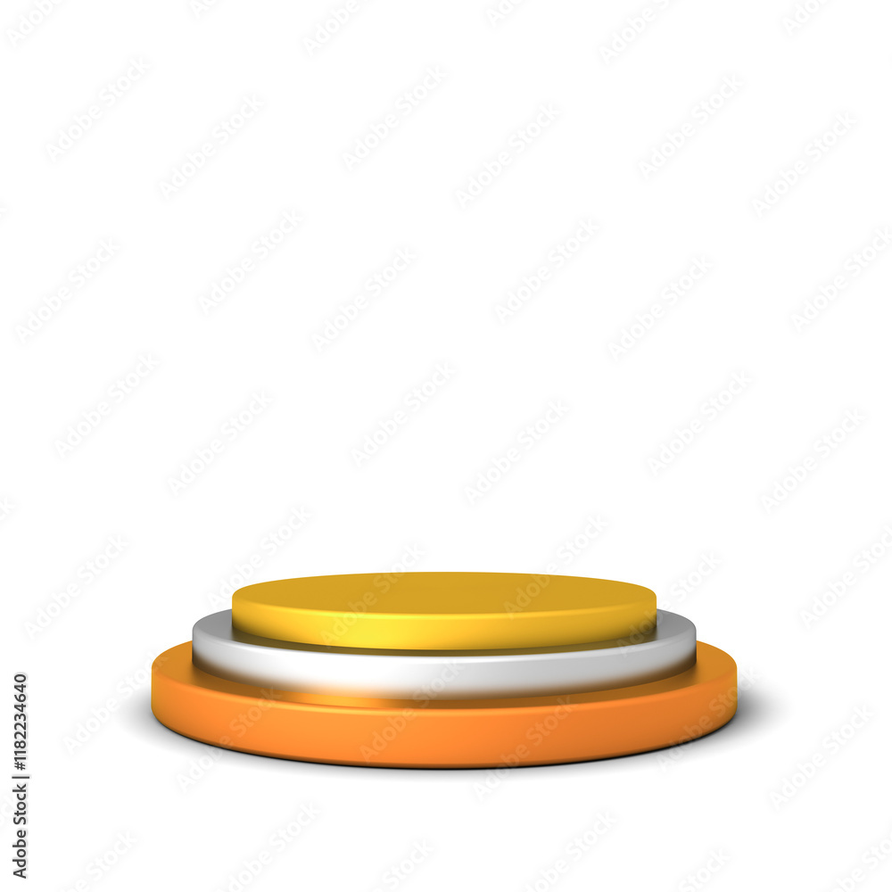 Leinwandbilder blank gold silver and bronze product display mock up podium or pedestal stage isolated on white back