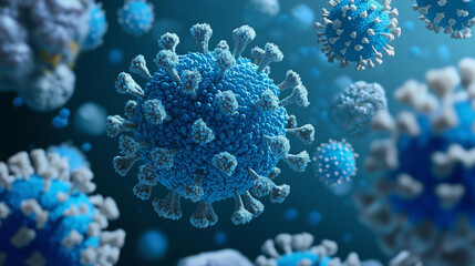 Influenza virus under microscopic view