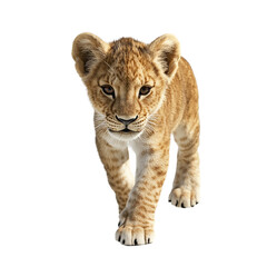 Obraz premium Adorable Lion Cub Walking Towards the Camera