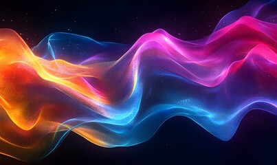 Fototapeta premium flowing shapes in holographic neon colors, illustrating the contemporary