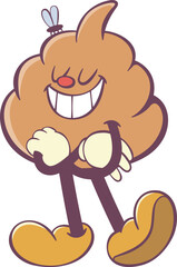 Poop character in retro groovy style