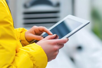 Industrial Scene with Worker and Tablet