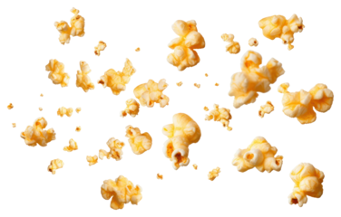 PNG Buttery popcorn kernels floating midair