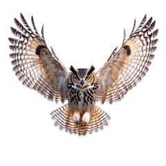 Majestic Great Horned Owl in Flight