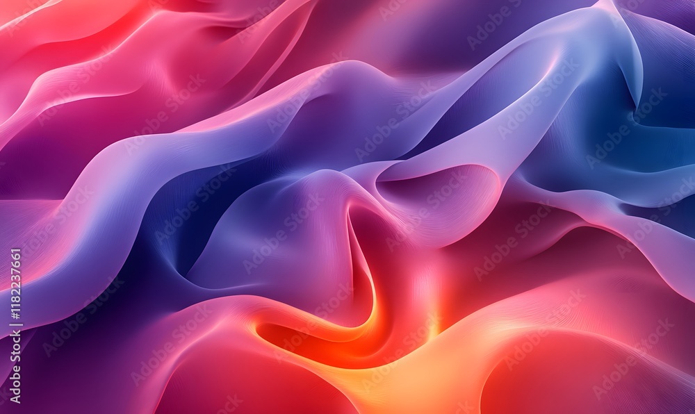 Poster background featuring fluid, flowing geometric shapes with a gradient color scheme