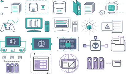 Iconos Servidores 2 Server and cloud icons 2