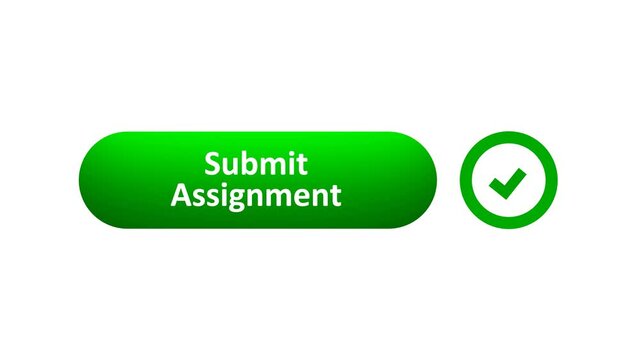 3D Rendered Animation of 'Submit Assignment' Button Clicked by Computer Mouse with Color-Changing Effect and Confirmation Tick