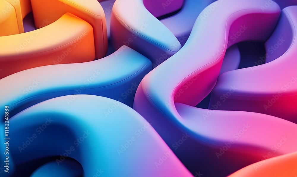 Poster a seamless gradient of geometric shapes, with smooth transitions in color and depth