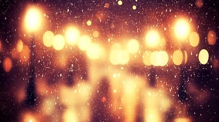 Naklejka premium Night City Lights Rain Bokeh Blurred Background