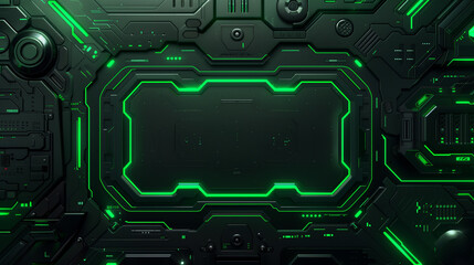 Fototapeta premium High-tech futuristic interface design with glowing green neon light 