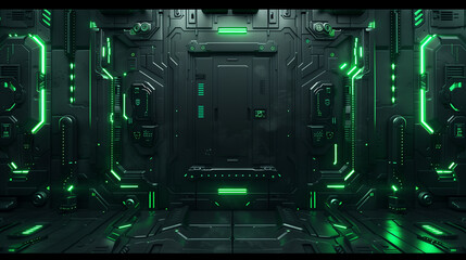 Fototapeta premium High-tech futuristic interface design with glowing green neon light 