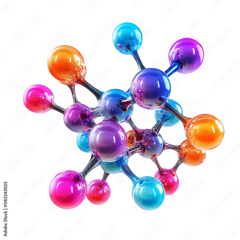 Poster vibrant molecular structure: a colorful 3d render of a complex molecule