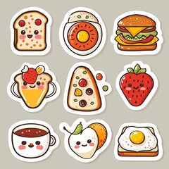 Cute digital breakfast stickers