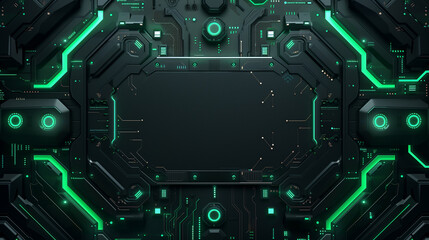 Fototapeta premium High-tech futuristic interface design with glowing green neon light 