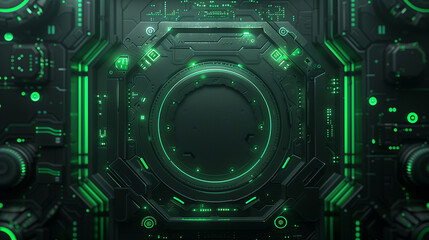 Fototapeta premium High-tech futuristic interface design with glowing green neon light 