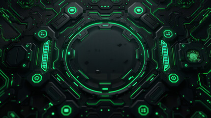 Fototapeta premium High-tech futuristic interface design with glowing green neon light 
