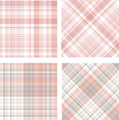 Collection with seamless pattern with light colors for plaid, fabric, textile, clothes, tablecloth and other things. Vector image.
