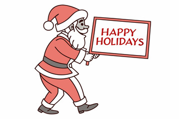 santa claus holding a blank sign