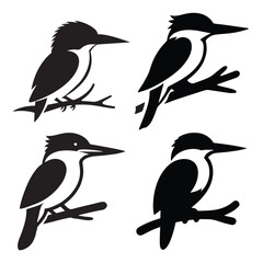 Kingfisher bird silhouettes vector illustration on white background, perfect for clipart © designhunt7