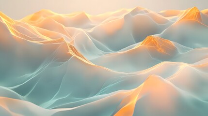 Fototapeta premium Ethereal mountain peaks at sunrise abstract landscape digital art soft lighting serene view nature concept
