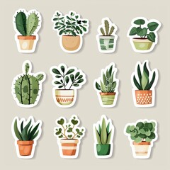 Nature stickers on light background