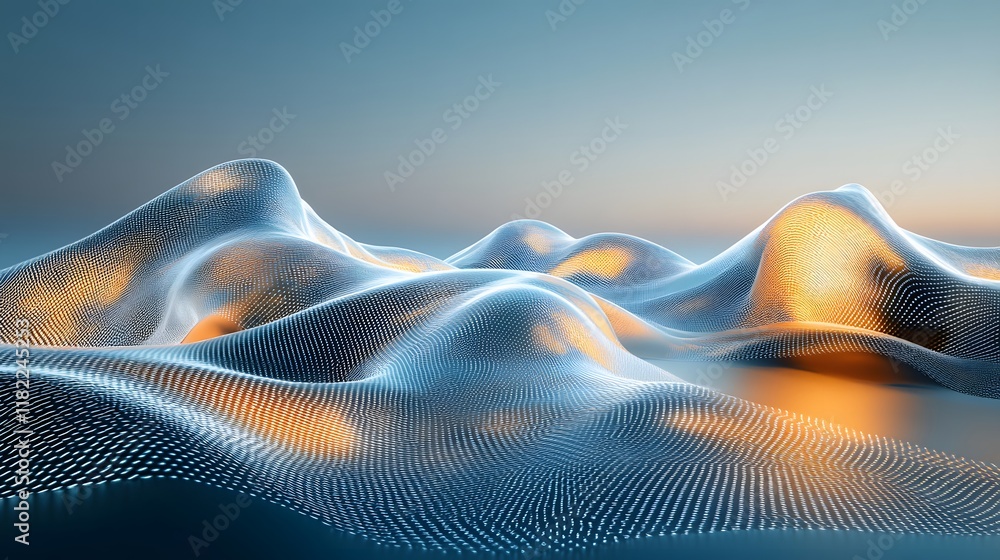 Poster exploring dynamic digital landscapes abstract digital art future tech environment serene perspective