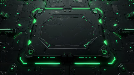 Fototapeta premium High-tech futuristic interface design with glowing green neon light 