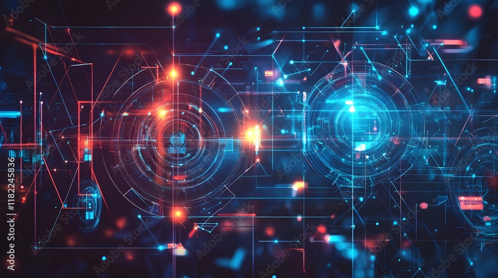 Poster dynamic digital energy flow abstract technology artwork virtual environment futuristic perspective