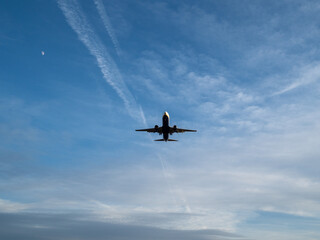 An airplane landing on the Budapest airport