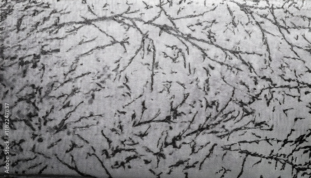 Aufkleber abstract black tree branch patterns on textured silver fabric background for artistic, textile, or d