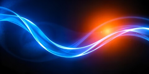 Obraz premium Abstract Blue Orange Energy Waves Flowing Background