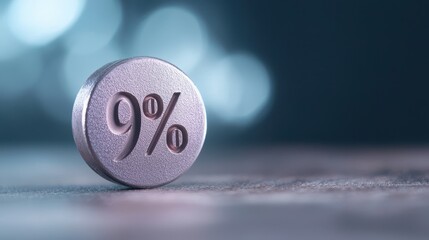 Close-Up View of a Silver Pill Marked 9 Percent