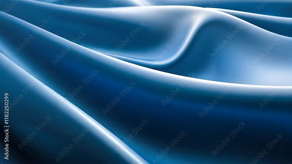 Poster elegant smooth blue fabric waves luxurious texture and soft drapes create serene atmosphere for soph