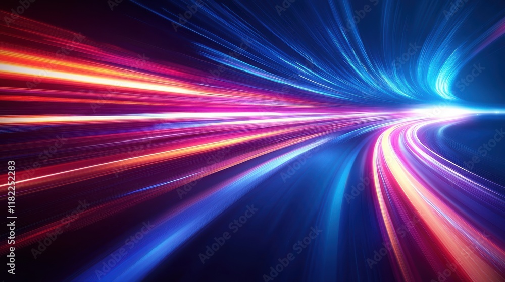 Poster dynamic light trails creating colorful patterns urban nightscape abstract art low light motion conce