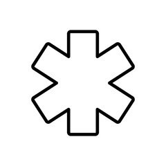 Medical and pharmacy cross line art icon isolated on white background.