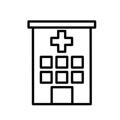 Obraz premium Hospital building with cross in line art style isolated on white background.