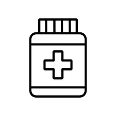 Medicine pills packaging in line art isolated on white background.	