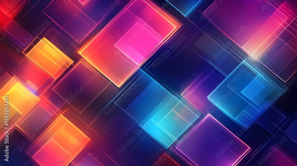 Poster dynamic abstract shapes in colorful digital art virtual space graphic design modern environment aest